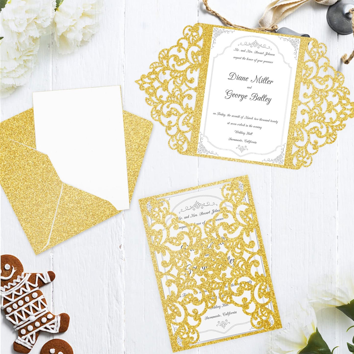 Double-sided Gold Glitter Cardstock Paper - Goefun 24 Sheets 12x12 Cardstock, 280 GSM/100 LB Gold Glitter Paper for Crafts, Birthday, Graduation