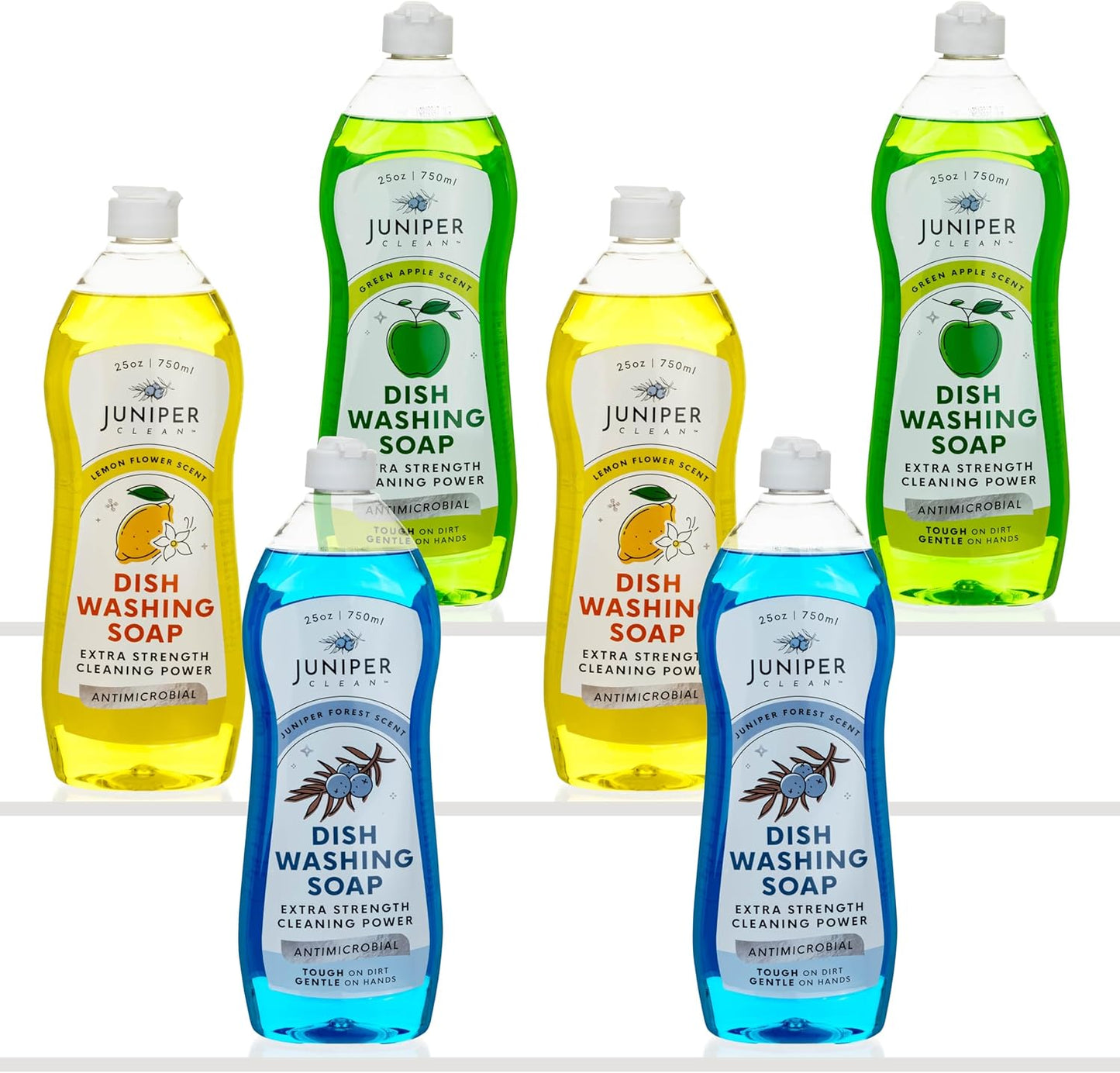 Dish Soap, Lemon & Apple & Forest Scent, Liquid Dish Washing Soap Squeeze Bottle 25 Fl Oz (Pack of 6)