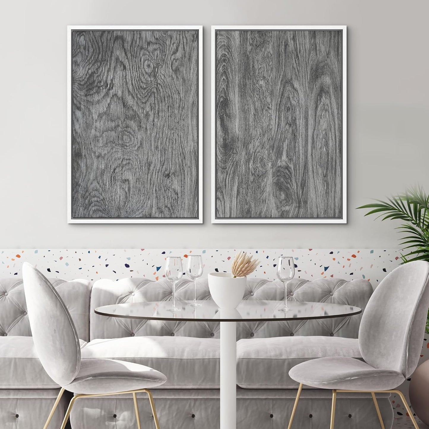 SIGNWIN Framed Canvas Print Wall Art Set Gray Wood Grain Rustic Abstract Illustrations Modern Art Minimal Decorative Nordic for Living Room, Bedroom, Office - 16"x24"x2 White