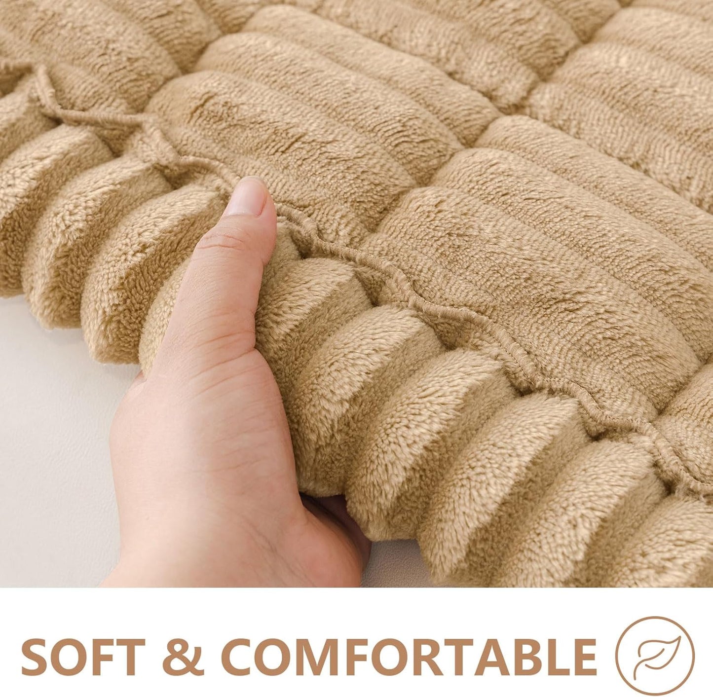 Smiry Couch Cover for Dogs Washable, Non Slip Fuzzy Pet Couch Covers for 3 Cushion Sofa Pet Friendly, Thick Soft Sofa Slipcovers Cushion Protector (Camel, 27.6" x 59")