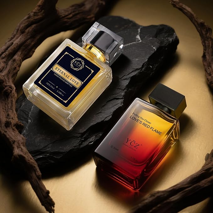 Ycz Cologne for Men Set, 1.7oz(50ml) Bottled Borrowing Fire & Carnival Men Perfume, Sophisticated Woody Rose Patchouli, Highquality Long Lasting Perfume, Sleek Bottle Design for Christmas Gifts Ideal