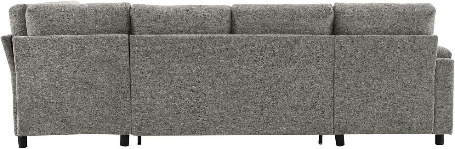 Eafurn Oversized U Shaped Sectional Sleeper Sofabed Pull Out Couch Bed for Living Room 6 Seater Upholstered Convertible Pullout Lounge Sofa Couch w/Storage Chaise, USB Ports for Living Room Apartment