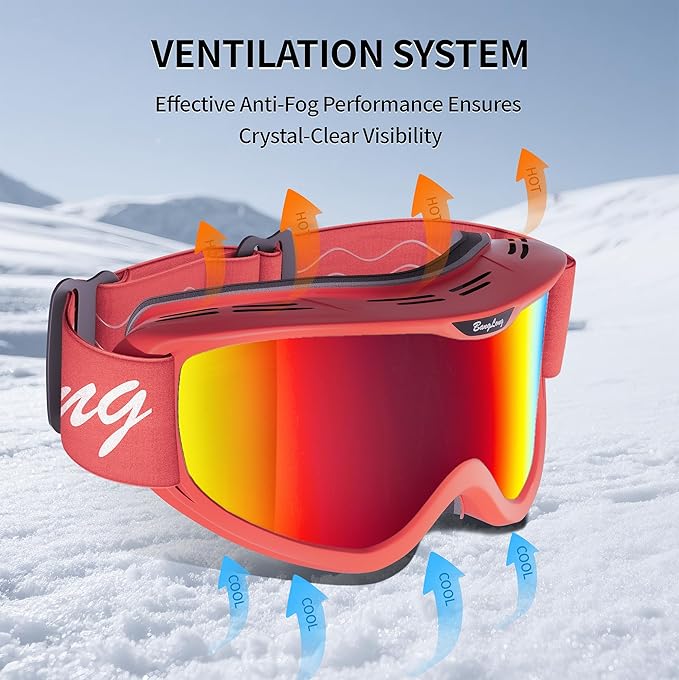 BangLong Ski Goggles, Snowboard/Snow Goggles Anti Fog UV Protection Design for Men Women Skiing, Skating,Snowmobilet,Youth