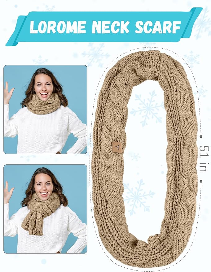 Winter Hat Scarf Gloves and Ear Warmer, Warm Knit Beanie Hat Touch Screen Gloves Set Winter Gifts Neck Scarves for Women