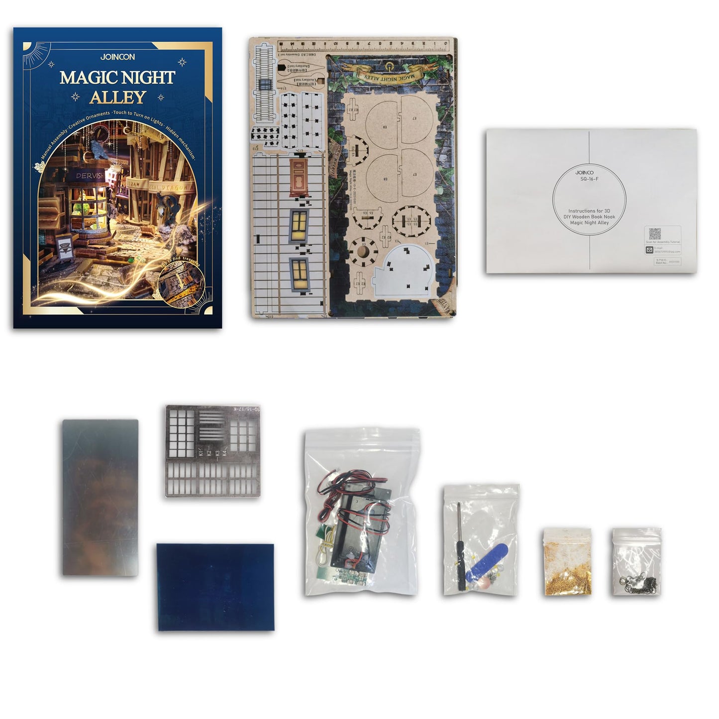 STRUCWOOD Magic Book Nook Kit - DIY Miniature House Dollhouse Kit for Adults Teens,3D Wooden Puzzle Booknook Bookshelf Insert Decor,Gifts for Family Friends -Magic Night Alley(SQ-16)