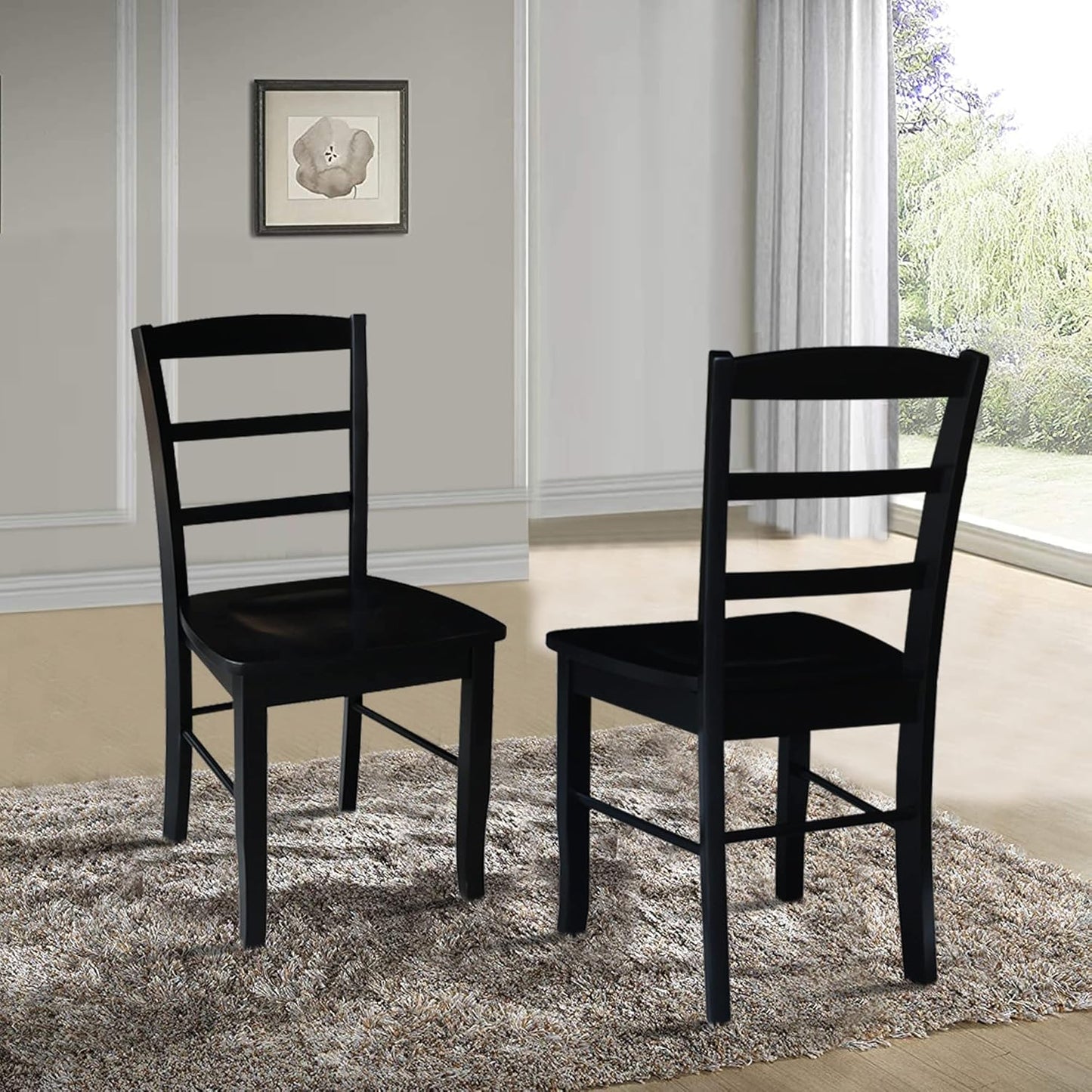 International Concepts Pair of Madrid LadderBack Chairs, Black