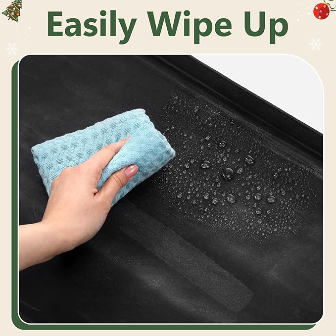 Maxdot Christmas Boot Tray Rubber Holiday Shoe Mat Tray with Festive Print 16" X27.5" Waterproof Rubber Shoe Mat for Entryway Indoor Outdoor Use with Raised Edge Christmas Decor (1 Pack)