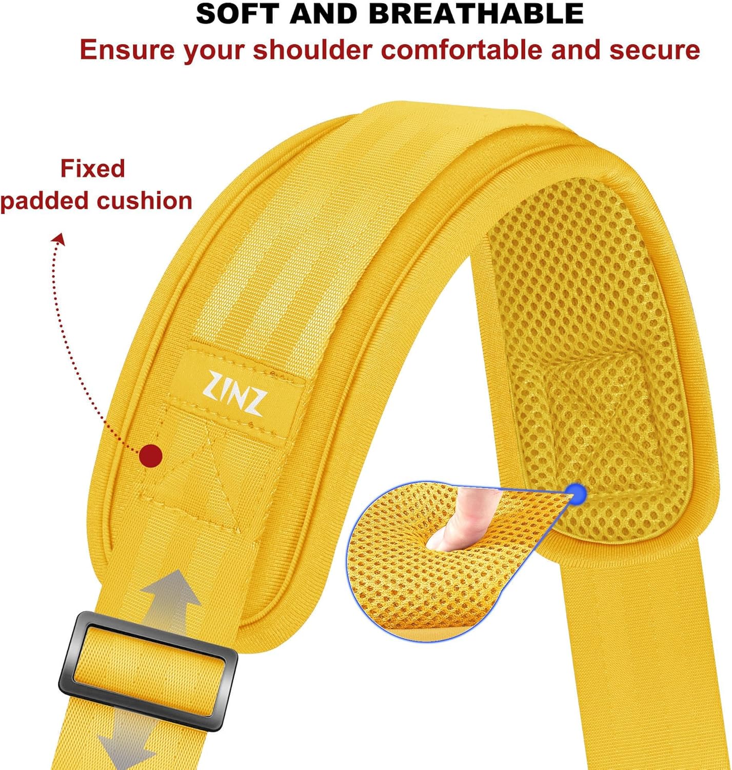 ZINZ 79.5" Universal Strap with Ultra-Thick Fixed Breathable Pad - Adjustable Heavy-Duty Shoulder Strap for Laptop, Crossbody, Luggage, Gym, Camera Bag and More - Y01E01
