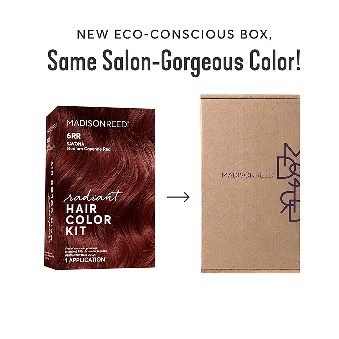 Madison Reed Radiant Hair Color Kit - 6RR Medium Vibrant Cayenne Red (Savona Scarlet) Vivid Color Permanent Hair Dye, PPD-Free & Ammonia-Free, 1 Pack