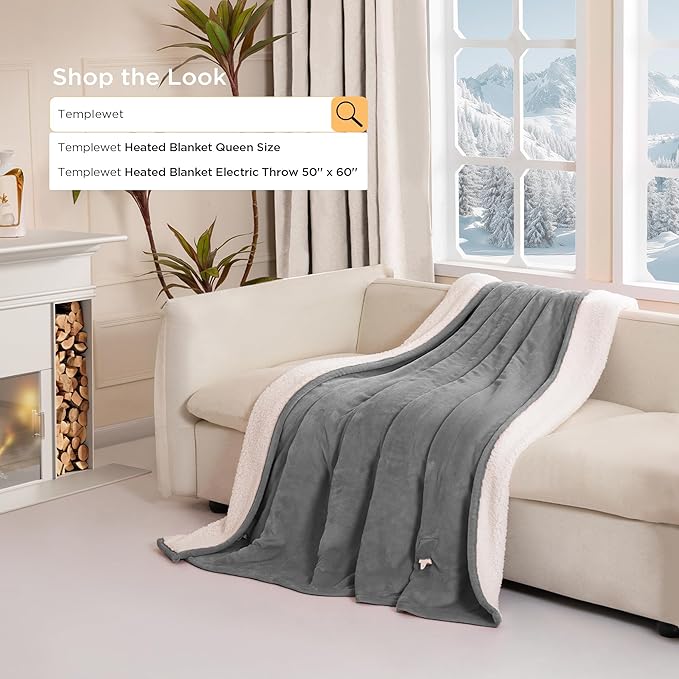 Heated Blanket Full Size - Single Controllers Electric Blanket Full with 9 Heat Settings & 10 Hour Auto Off,Overheat Protection,Machine Washable 72"x84"(Dark Gray)
