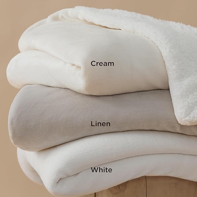 Bedsure GentleSoft Sherpa Fleece Blankets King Size for Bed - Thick and Warm Throw for Women and Men, Soft Fuzzy Plush King Blanket for Winter, Non-Heated, Cream, 108x90 Inches