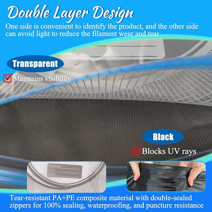 30 Sets of Upgraded Filament Storage Light-Proof Vacuum Bags for 3D Printer, Keep Dry, Avoid Light, Includes 30 Vacuum Storage Bags, 1 Pump, 30 Desiccants, 5 Clips, 2 pens, 13.4x12.6 inch