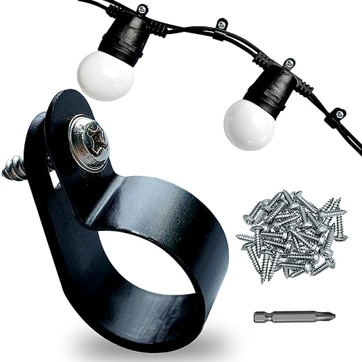 Pack Rope Light Clips Black P-Style Mounting Clips Plastic Cable Clamps for Wire Management (Black-500p, 1/4)