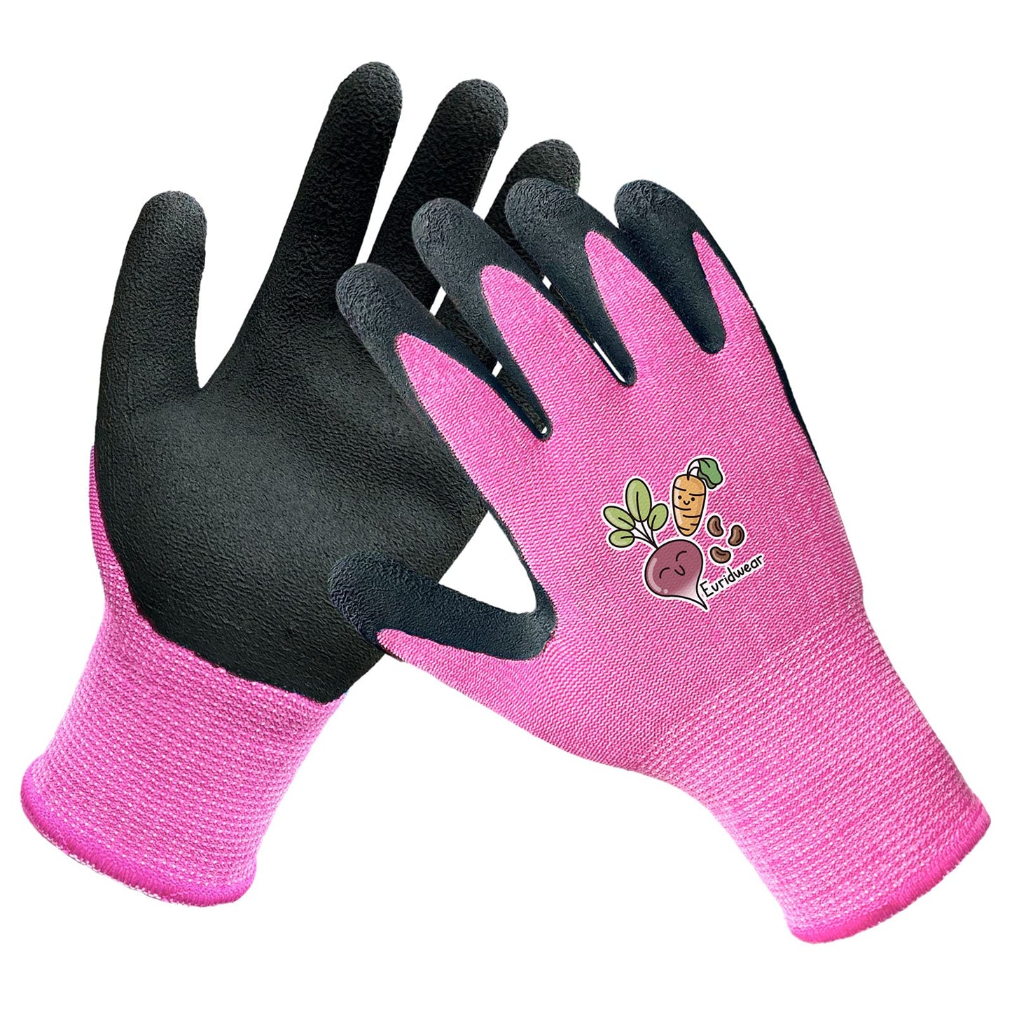 Evridwear Kids Gardening Gloves for Boys Girls Outdoor Yard Work,Planting (L (9-12yr), Pink)
