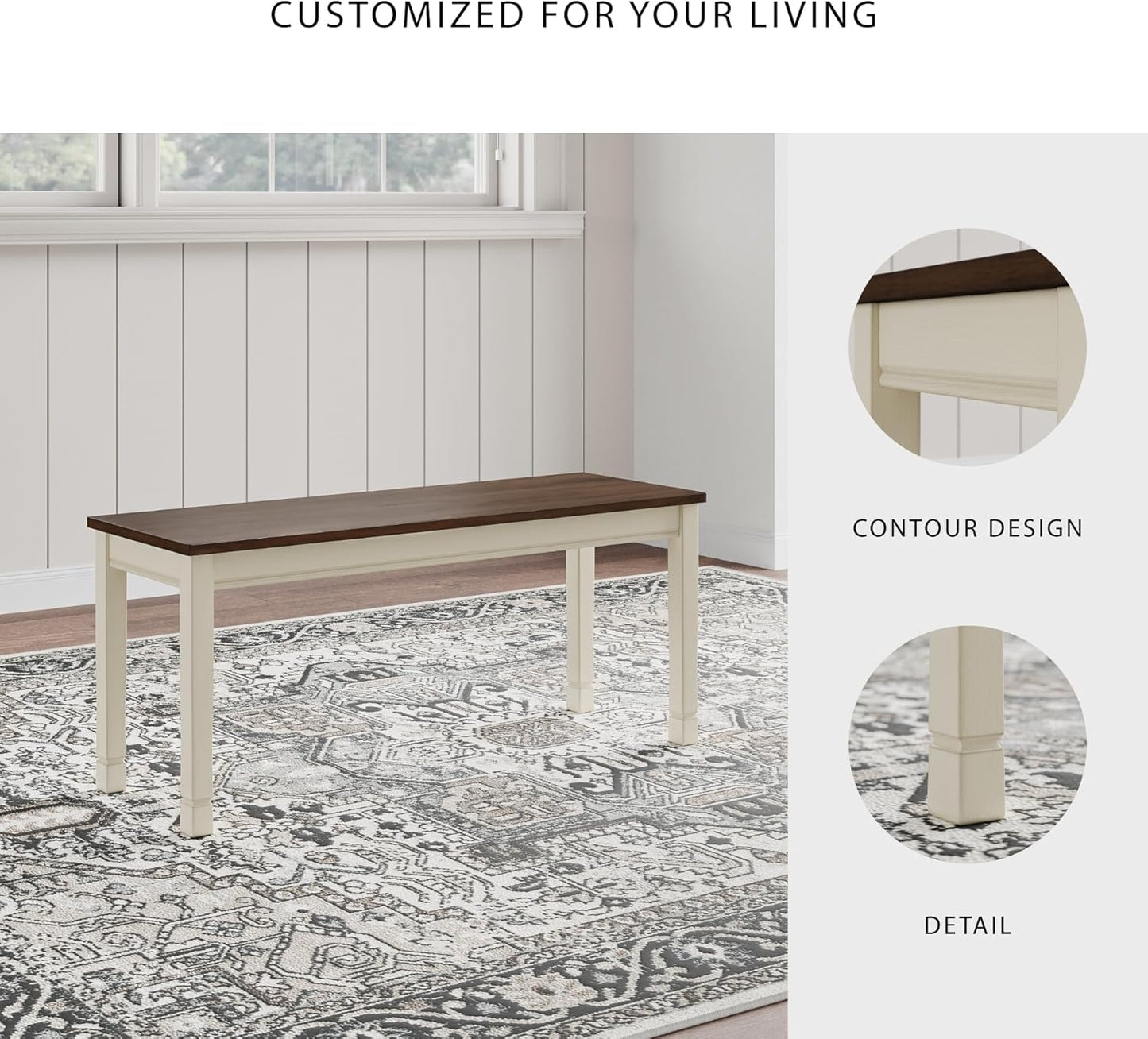 Signature Design by Ashley WhiteOwing Bench, 44.25" W x 16.25" D x4.25 H, White