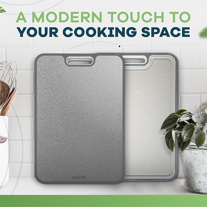 Titanium Cutting Board for Kitchen, Double Sided, Pure TA1 Titanium/Wheat Straw pp, Dishwasher Safe, Hardened Crystallized Surface, Eco-Friendly, Large Cutting Board, 15” x 11”