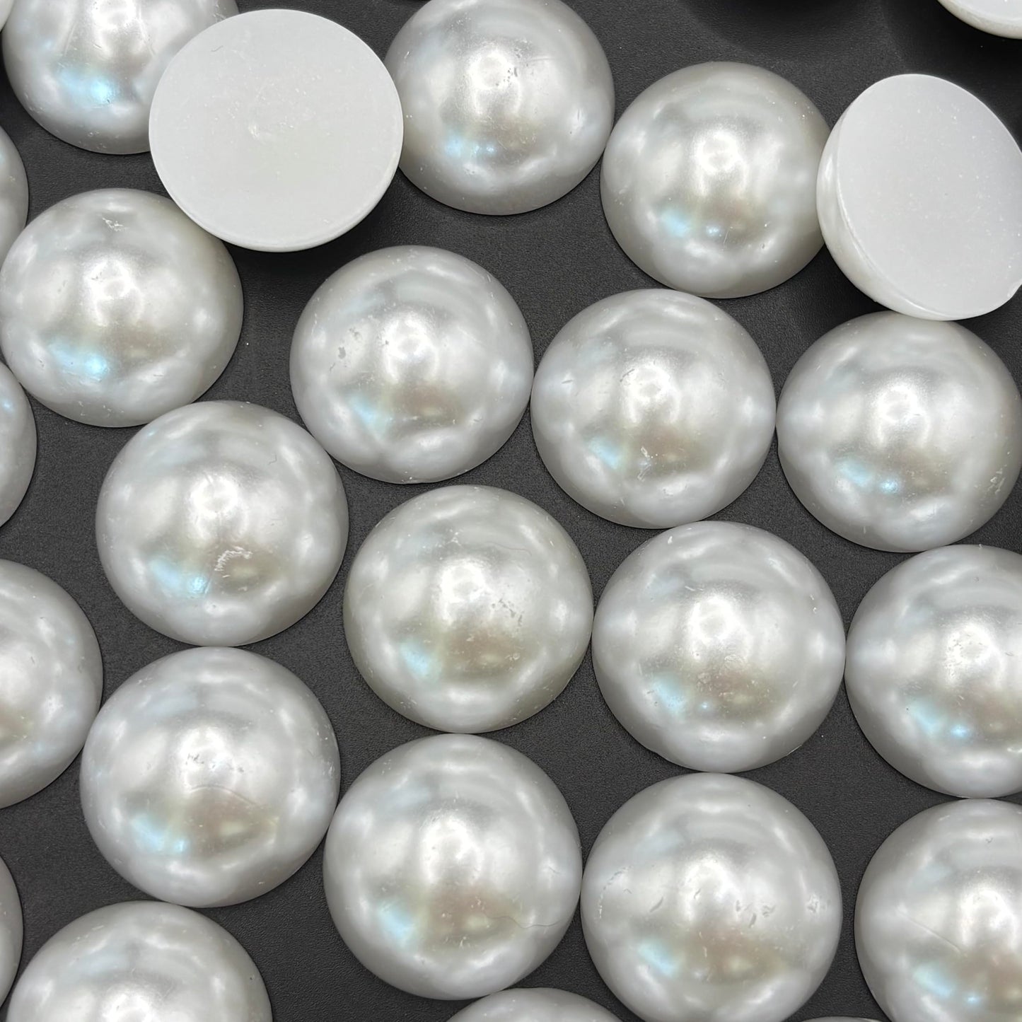 Sqqzuie 50PCS 25mm Ivory Flatback Pearls, Half-Round ABS Pearls for DIY Crafts, Nail Art, Jewelry Making Shoes Clothes Bags (White, 25mm)