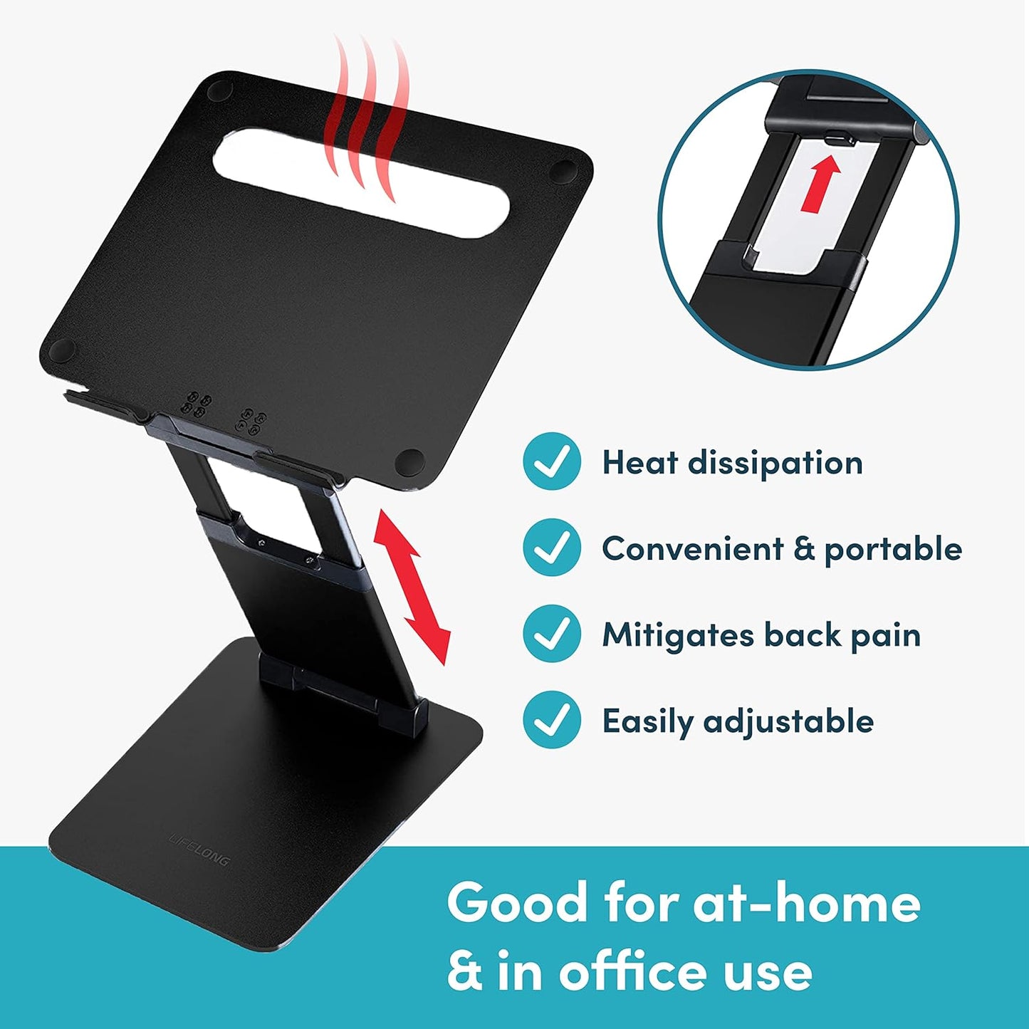 Ergonomic Adjustable Laptop Riser - Fits 10-17 Inch Laptops & MacBooks - Portable Desk Stand