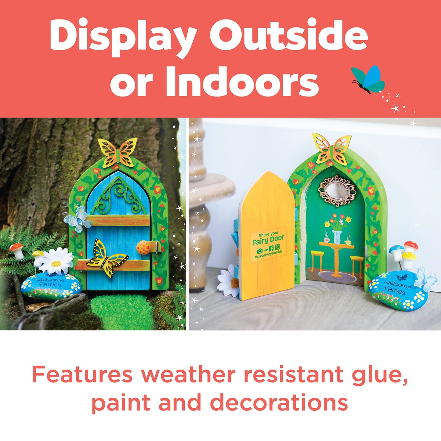Creativity for Kids Butterfly Fairy Door Kit - Painting Arts and Crafts for Kids, Creative Gifts for Girls and Boys (Ages 6+)