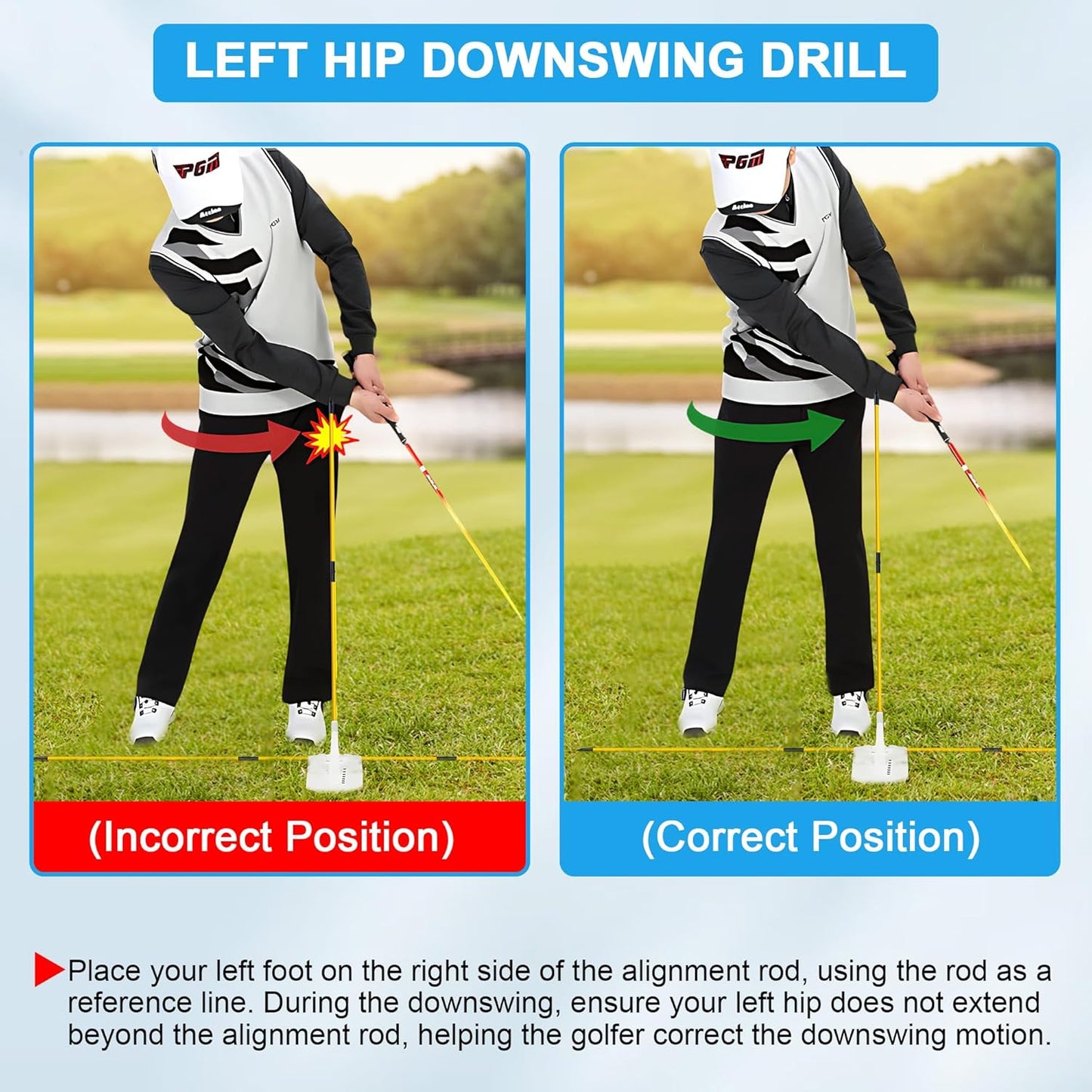 Golf Alignment Stick Holder Sets, Golf Swing Plane Trainer, Swing Plane & Path Trainer, Posture Corrector, Essential Golf Practice Aid for Aiming, Putting & Full Swing, Golf Practice Accessories