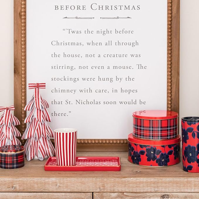 Draper James Cookie Tin Set for Treat Exchange and Gifting, Set of 2 Nesting Metal Boxes, Angie Plaid