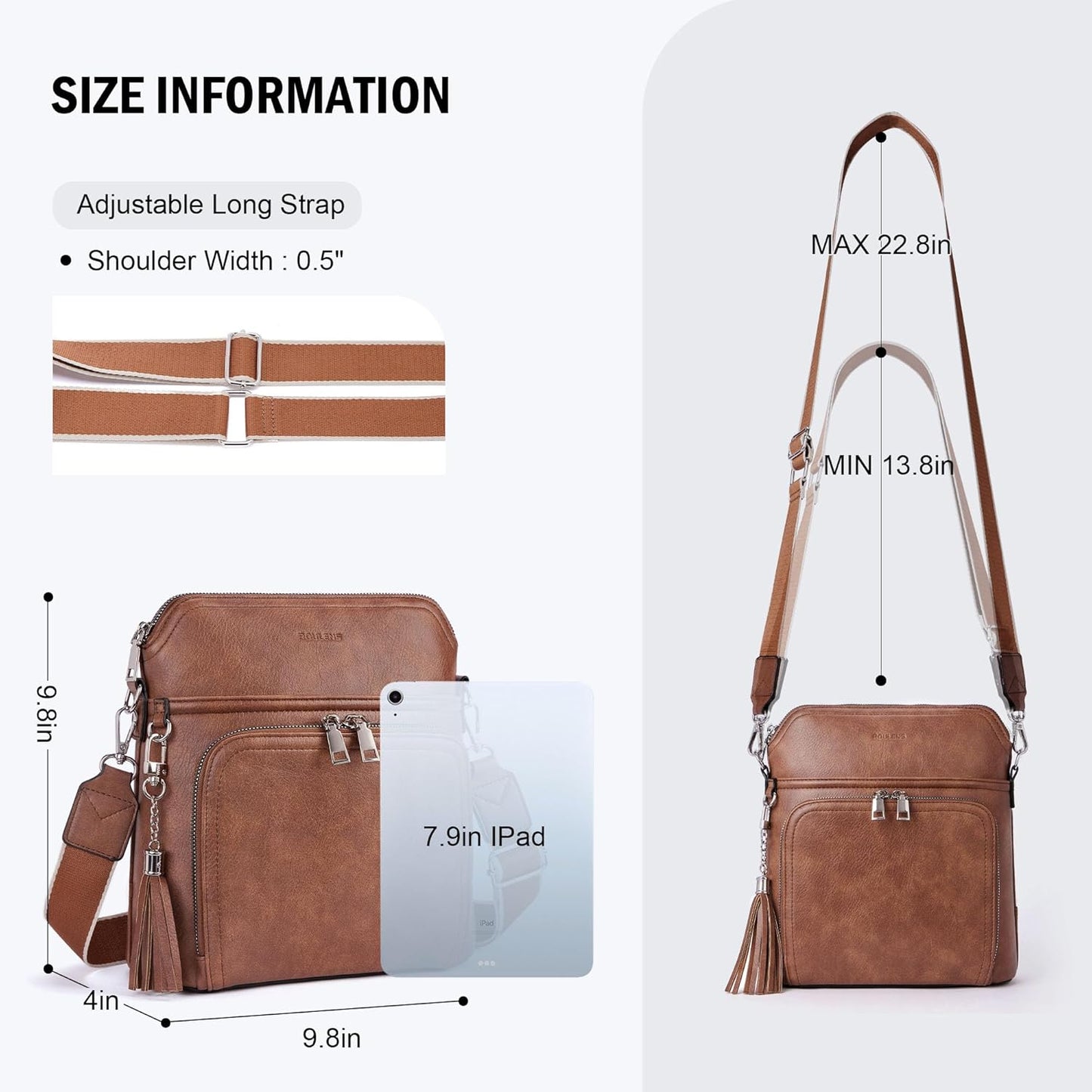 Crossbody Purse for Women,Lightweight Medium Crossbody Bag Soft Leather Women's Shoulder Handbags with Tassel