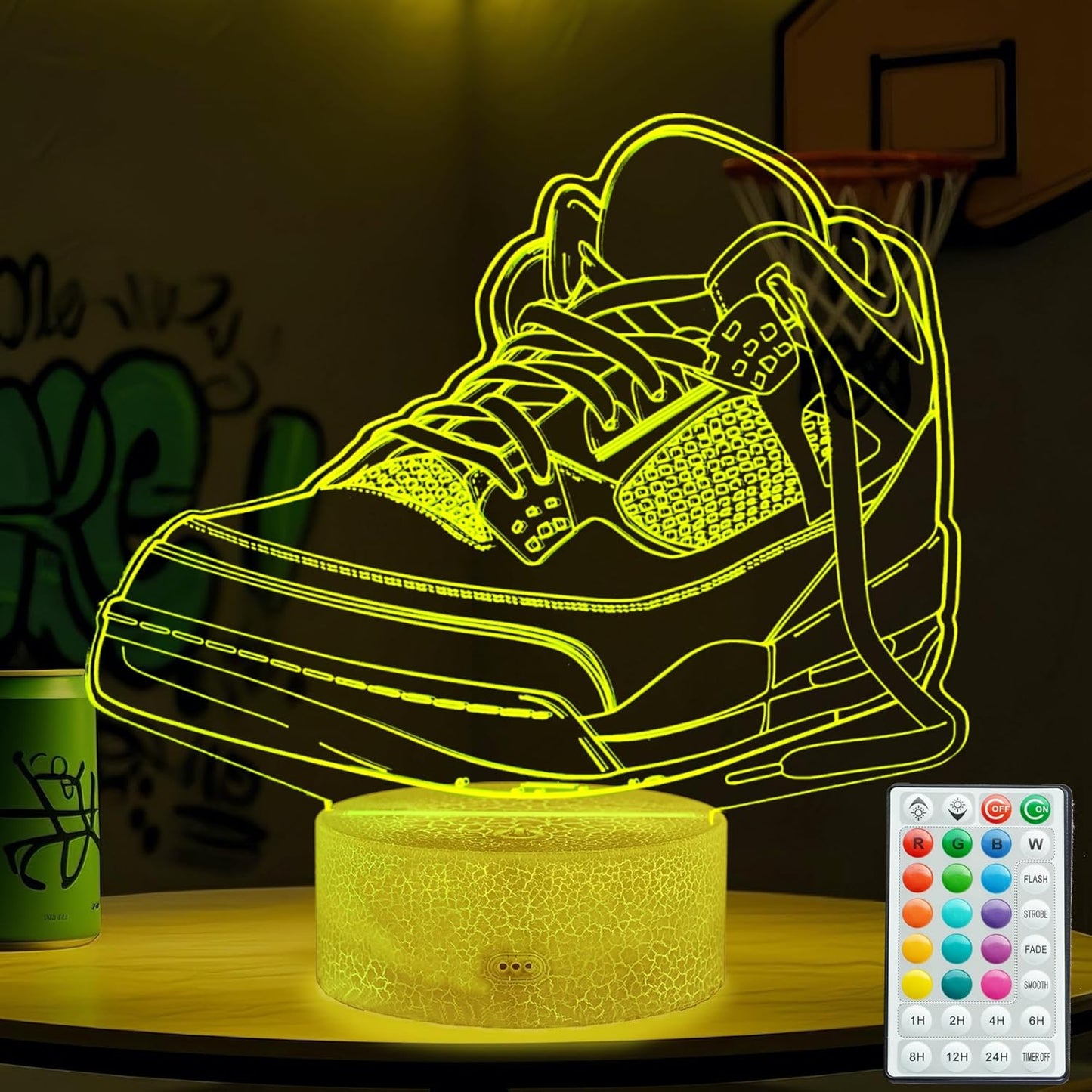 Sneaker Gifts, Sport Shoes, Sneaker Gifts, 3D Illusion Night Light Lamp, 16 Colors Changing, Timer, 4 Flash Modes and Dimmable, Kids Room Decoration, Xmas Gifts