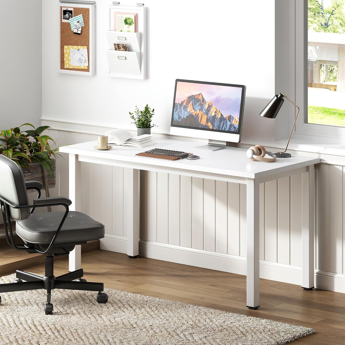 Need Computer Desk, 47 inch Home Office Desk, Modern Simple Style Home Office Gaming Desk, Basic Writing Table for Study Student, White