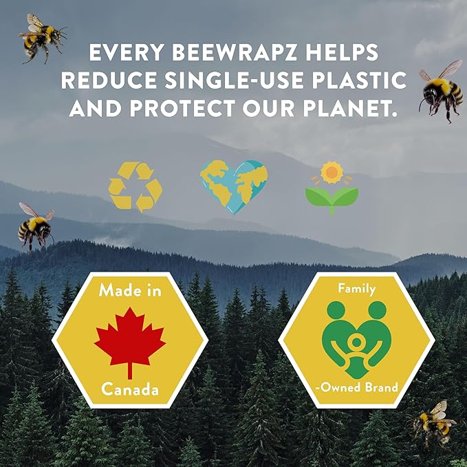 BeeWRAPZ Reusable Beeswax Wraps for Food | Eco Friendly & Organic | Eco-Friendly & Plastic-Free Food Storage | Biodegradable |Pack of 3 Beeswax Food Wraps for Wrapping Fruits & Vegetables (Blue)