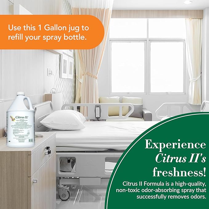 Citrus II Hospital Germicidal Deodorizing Cleaner - Fresh Citrus Scent - 1 Gallon - Refill - Disinfecting Cleaner - Pack of 4