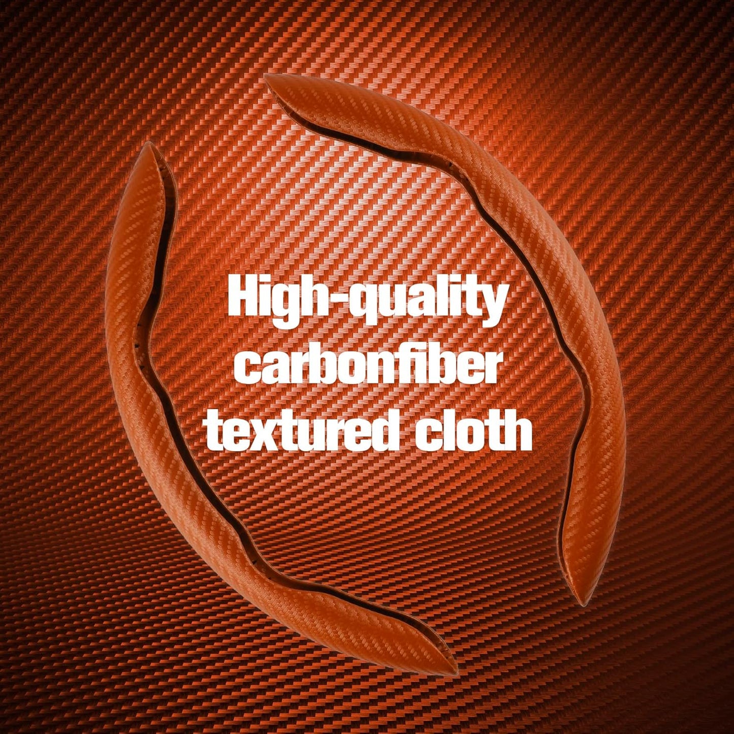 Amiss Carbon Fiber Anti-Skid Steering Wheel Cover, Universal 99% Car Wheel Cover Protector, Orange
