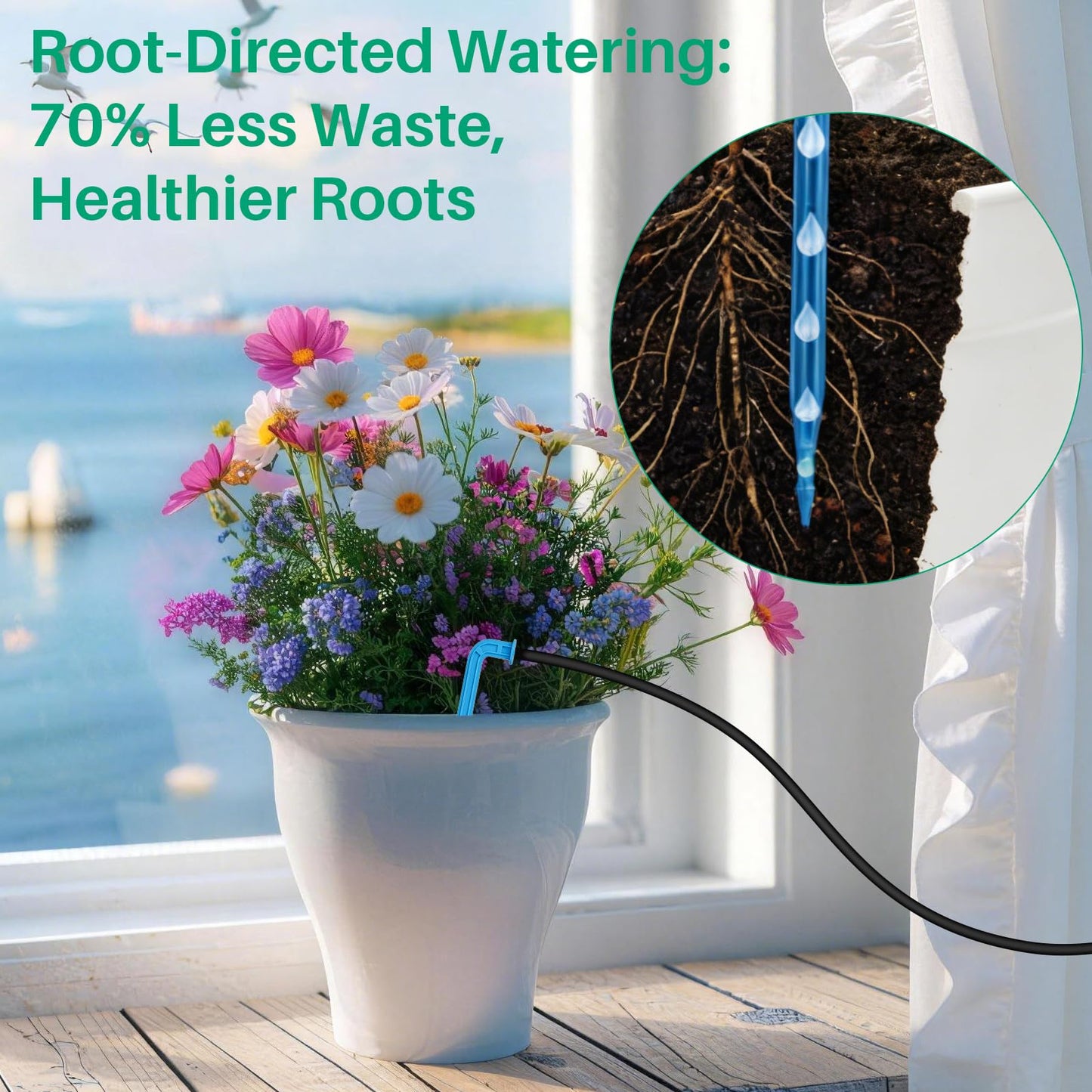 NFESOLAR 4W Solar Drip Irrigation Kit for Outdoor Indoor Plants, Customizable Watering Duration 1–30min & Interval 3h–7d, Solar Irrigation System for Garden Patio Balcony Vacation