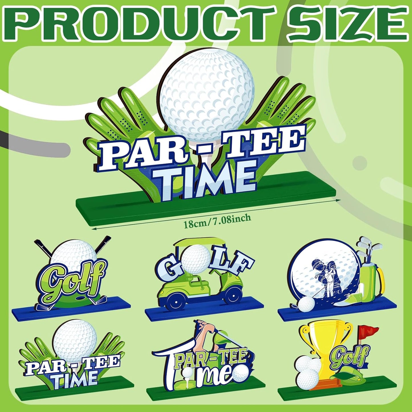 Suzile 6 Pieces Golf Party Decorations Golf Birthday Wooden Centerpieces for Tables Cake Topper Masters Birthday Baby Shower Sport Themed Party Decor