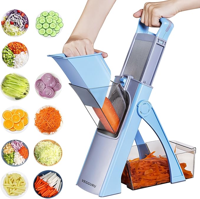 Safer Mandoline Food Slicer, Thickness Adjustable Vegetable Chopper, Onion Slicer Tomato Cutter Dicer, Multifunctional Kitchen Food Fruit