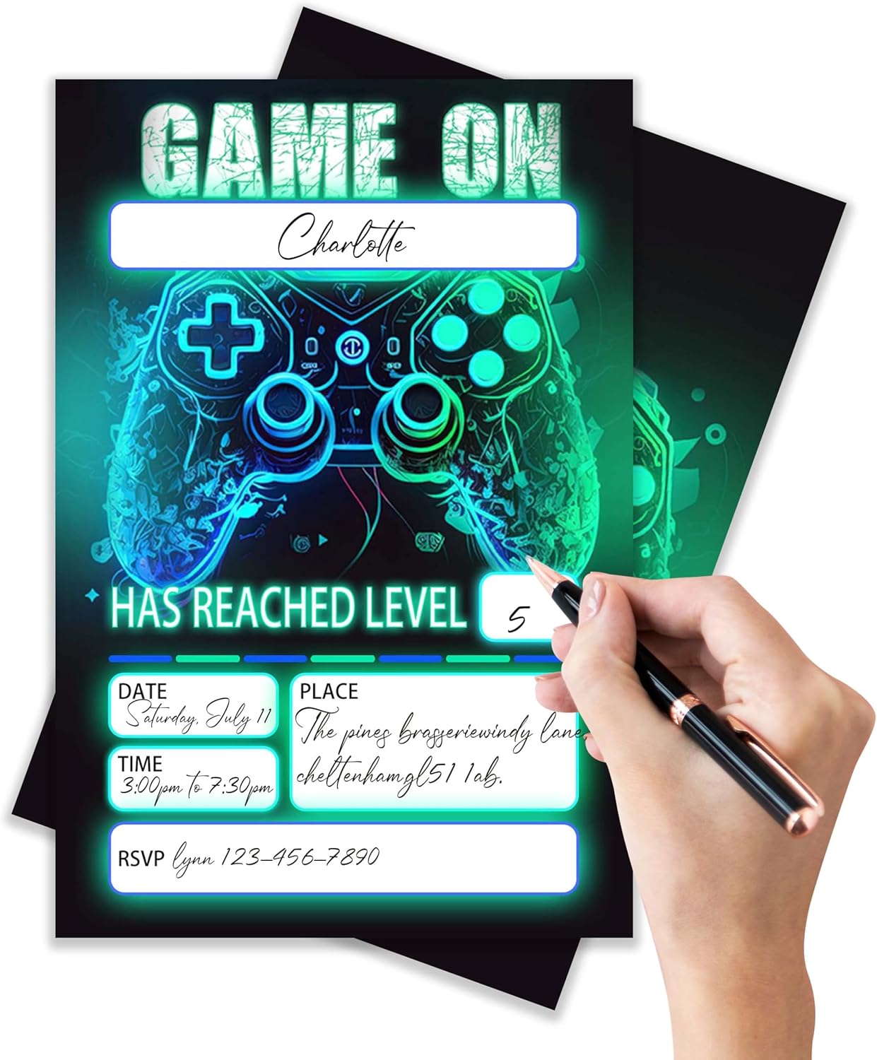 Gamer Birthday Invitations, Video Game Birthday Party, Gaming Party Decorations, Birthday Party Invitations For Boys Girls, Kids Birthday Invitations, 20 Cards with 20 Envelopes.(115)