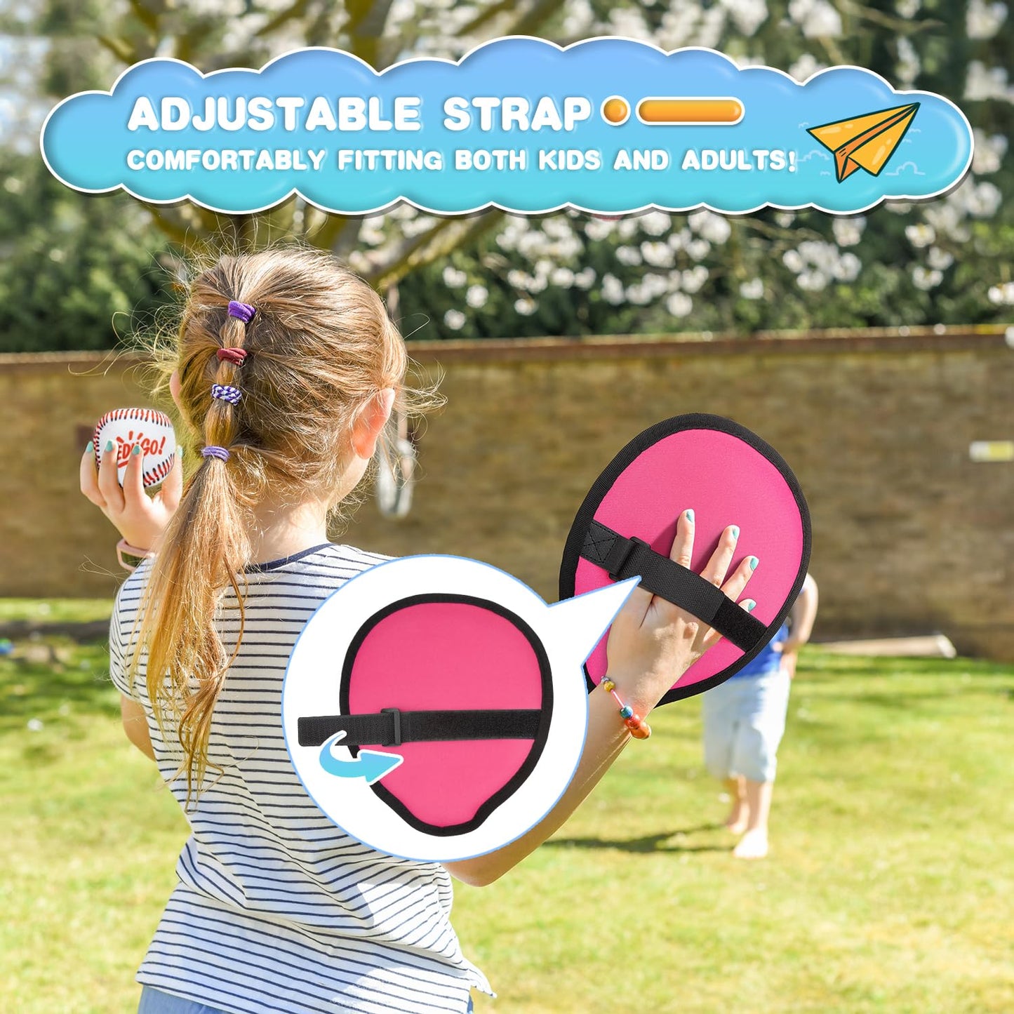 HEDUGO Toss and Catch Game Set Classical Outdoor Toys for Kids at The Beach, Yard, or Park Outside Games 4 Paddles 4 Balls Family Games for Kids and Adults Easter Toys Gifts