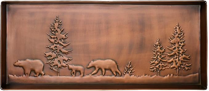 HF by LT Bear Pattern Metal Boot Tray, 30 x 13 inches, Antique Copper Finish