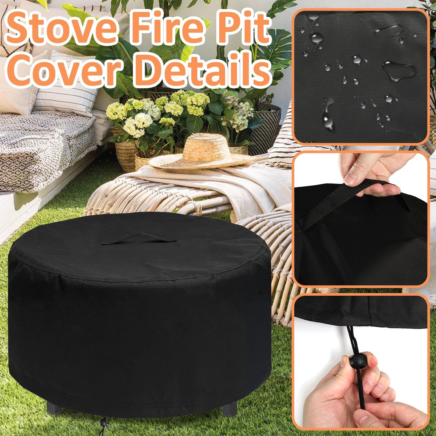 Fire Pit Cover for Solo Stove Fire Pit Surround Tabletop, Surround Shelter for Solo Stove Surround Table, Elevation Shelter for Ranger and Bonfire Firepit, Weather-Resistant , 44" x 20"