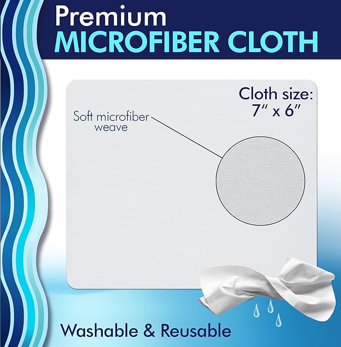Clear View Lens Cleaner Kit – 4 Bottles + 4 Microfiber Cloths | Streak-Free Eyeglass & Screen Cleaning Spray | Safe for AR & Blue-Light Lenses | 8 oz + Travel Sizes