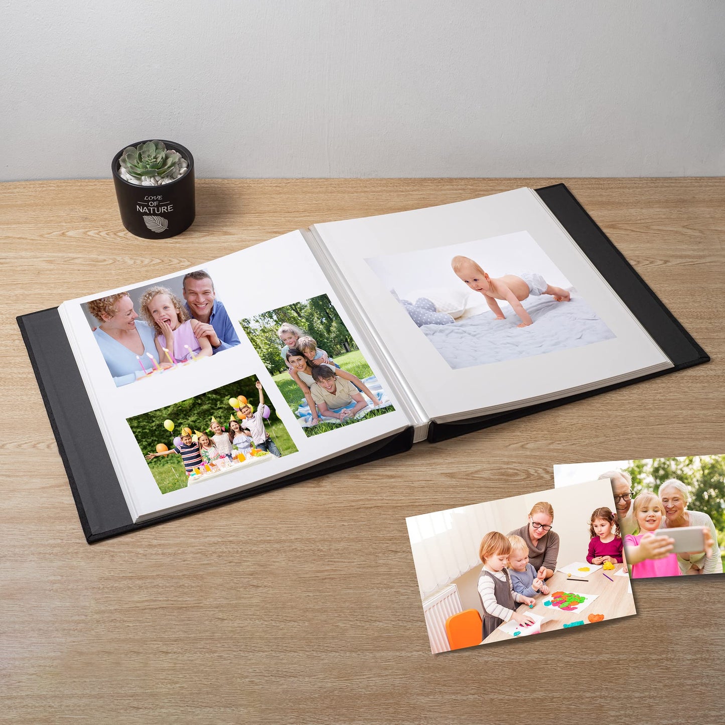 Large Photo Album Self Adhesive Scrapbook Album for 4×6 5×7 8×10 Pictures DIY Magnetic Linen Cover Album 40 Pages for Family Wedding Gifts with Metal Pen and Plastic