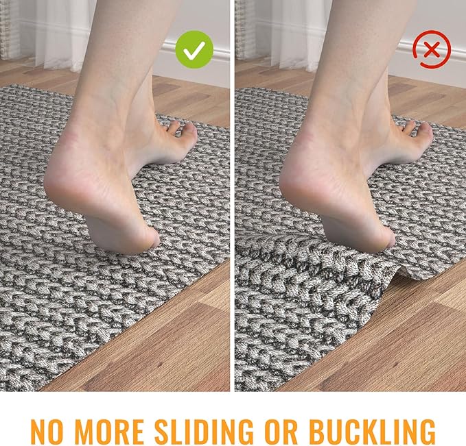 Silicone Non-Slip Rug Pad, Anti Skid Thin Area Rug Pad Gripper, Under Carpet Rug Mats for Hardwood Surface Floors, Keep Rugs in Place-3x5 Ft