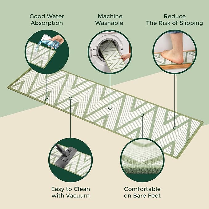 MBIGM 8" X 30" (15 in Pack) Non-Slip Carpet Stair Treads Non-Skid Safety Rug Slip Resistant Indoor Runner for Kids Elders & Pets with Reusable Adhesive - Ripple Green
