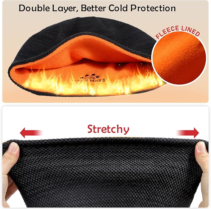 Lvaiz Mens Winter Beanie Hat Warm Fleece Lined Skull Cap for Men Reversible Women Windproof Watch Hat Knit Warm Unisex Beanie