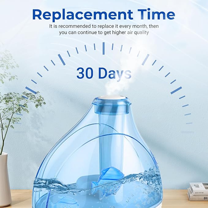 Funmit Humidifier Cleaning Fish, 12 Pack Humidifier Cleaner for Humidifiers and Fish Tanks, Purifies Water, Prevents Hard Water Build-Up, Reduces Scale, Blue