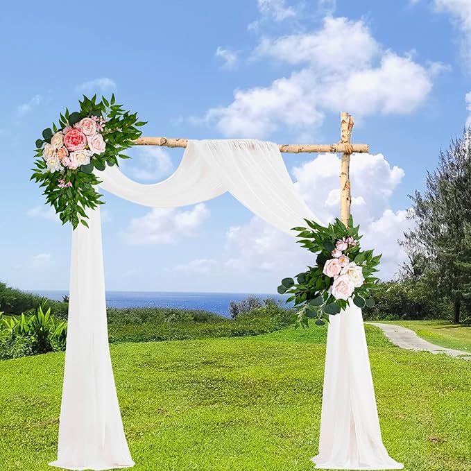 AitnWoy Artificial Wedding Arch Flowers Kit 2 PCS Dust Rose Flowers Silk Peony Floral Swag Welcome Sign for Wedding Ceremony Party Home Garland Decor (Sunflower Yellow)