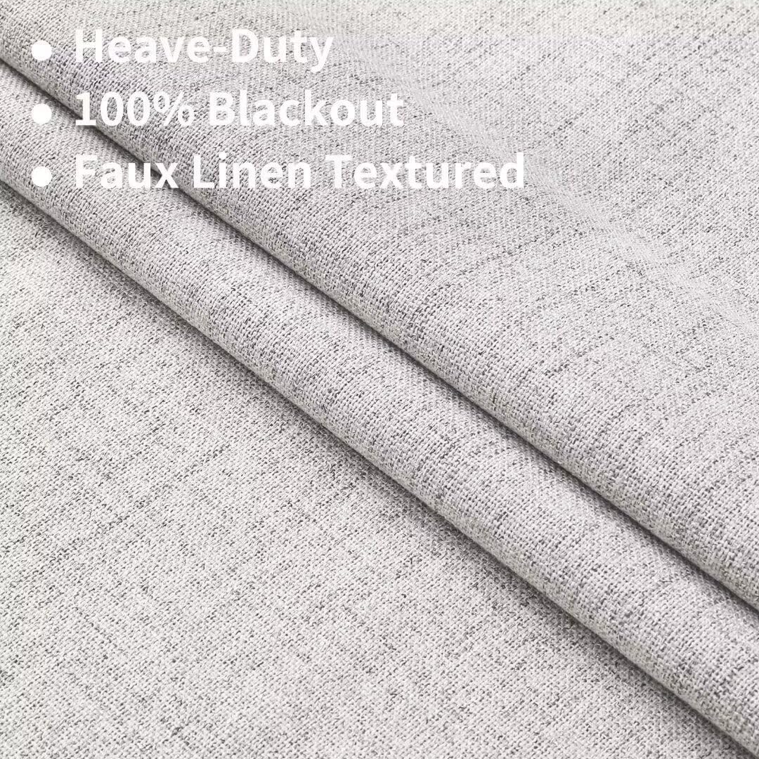 Joydeco Natural Linen Curtains 84 inch Length 2 Panels Set Burg 100% Blackout Patio Door Curtain Room Darkening Sliding Door Curtains Thermal Insulated Back tab Rod Pocket(105x84 inch, White)