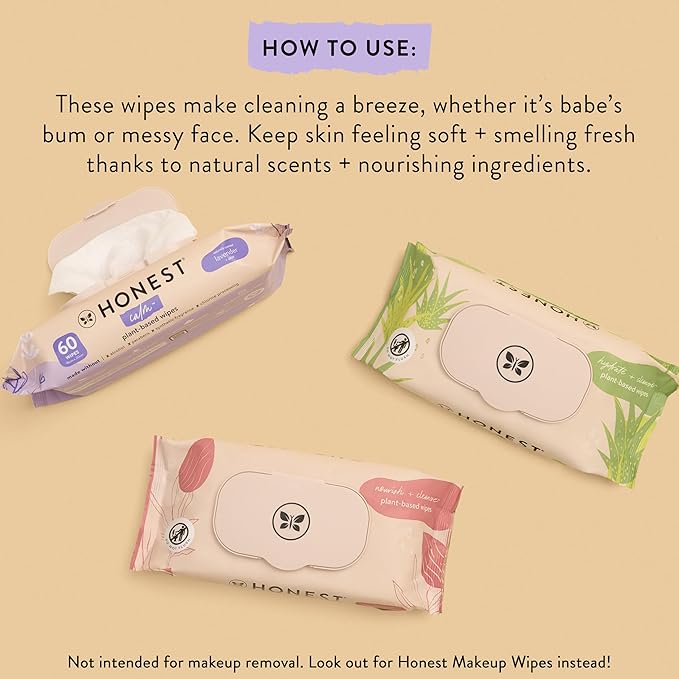 The Honest Company Nourish and Cleanse Naturally Scented Wipes Cleansing Multi-Tasking 99% Water Plant Based Hypoallergenic Sweet Almond 240 Count
