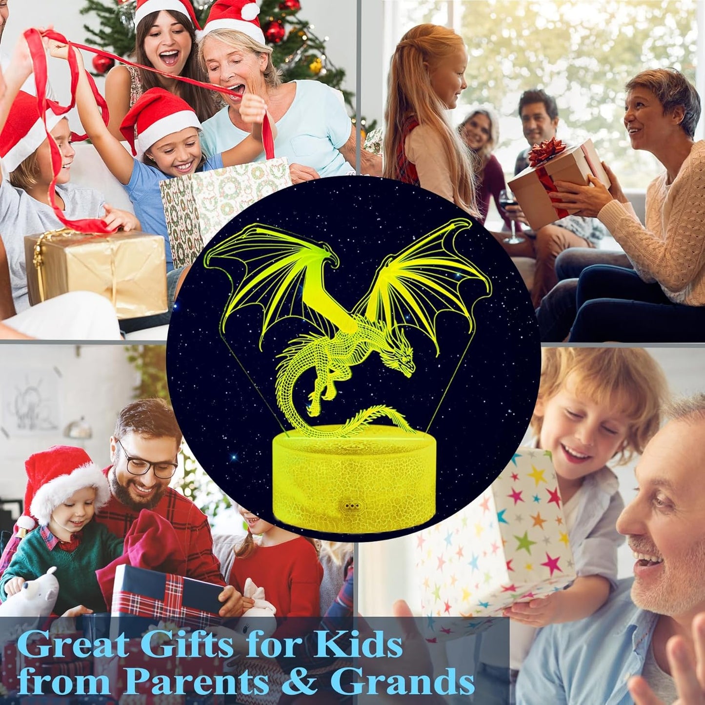 Dragon Night Light, Dragon Gifts, 3D Illusion Lamp with 16 Colors Changing, Timer, 4 Flash Modes and Dimmable, Kids Boys Girls Room Decoration, Holiday Xmas Gifts