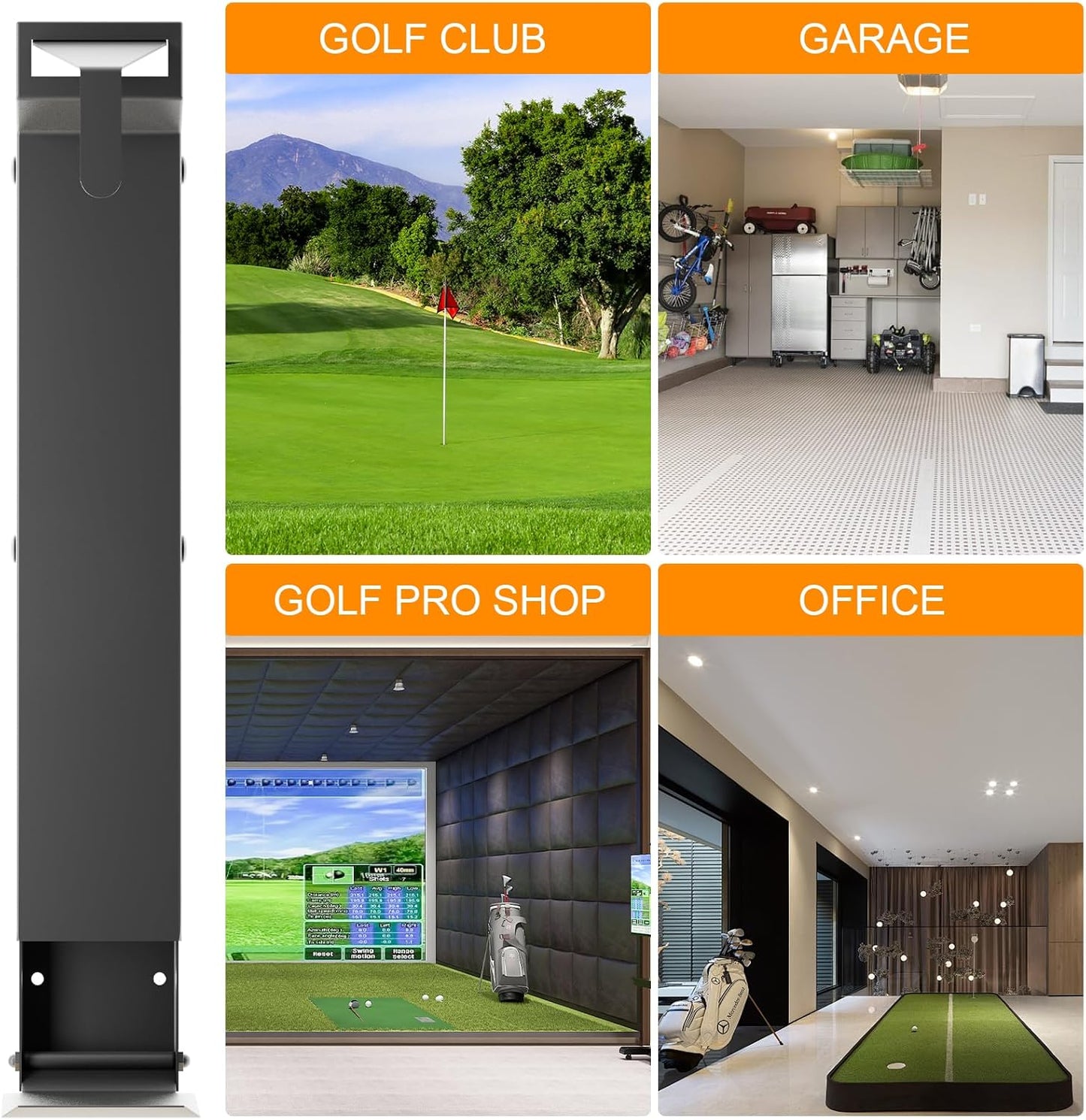 Tour-Grade Wall Mount Golf Bag Holder - Forged Wall Mounted Golf Bag Storage Rack, Premium Sleek Design for Garage/Man Cave