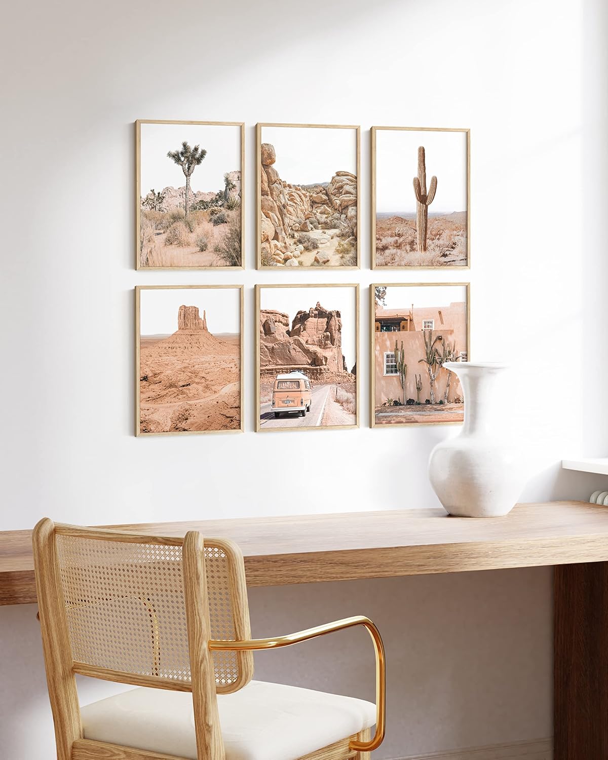 HAUS AND HUES Desert Succulent Wall Art - Set of 6 Botanical Prints, Southwestern Wall Decor, Cactus Posters, Joshua Tree Wall Art UNFRAMED (16x20)